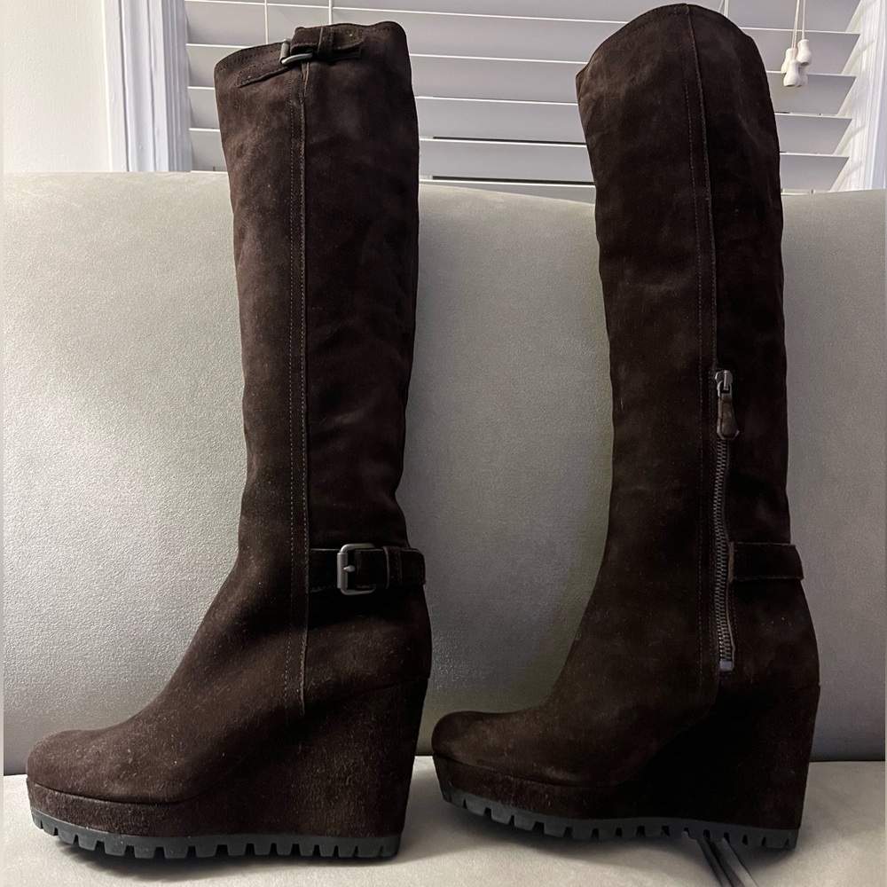 Prada Chocolate Brown Soft Suede Boots